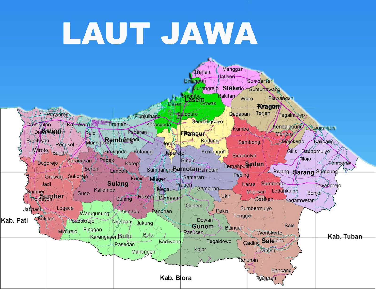 Peta Kecamatan Kabupaten Rembang