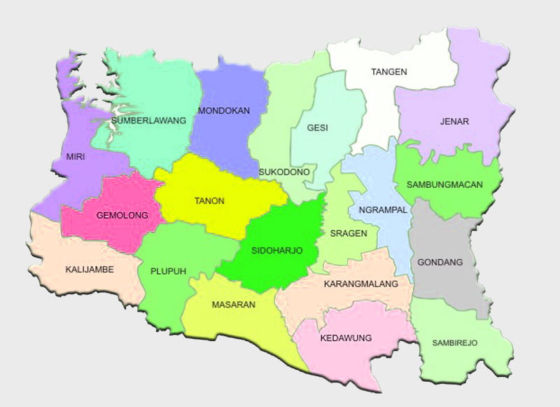 Peta Kecamatan Kabupaten Sragen