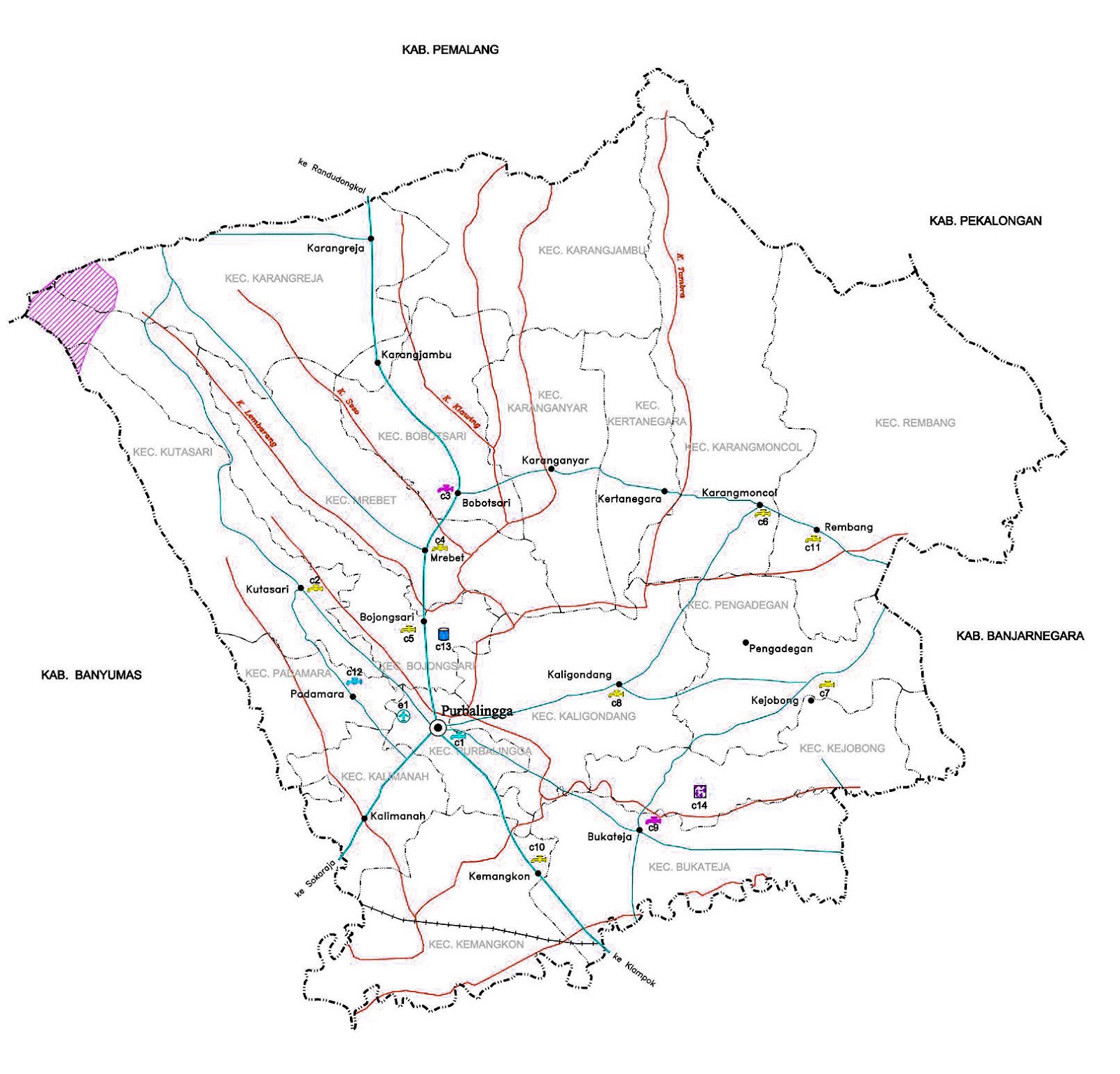 Peta infrastruktur Kabupaten Purbalingga