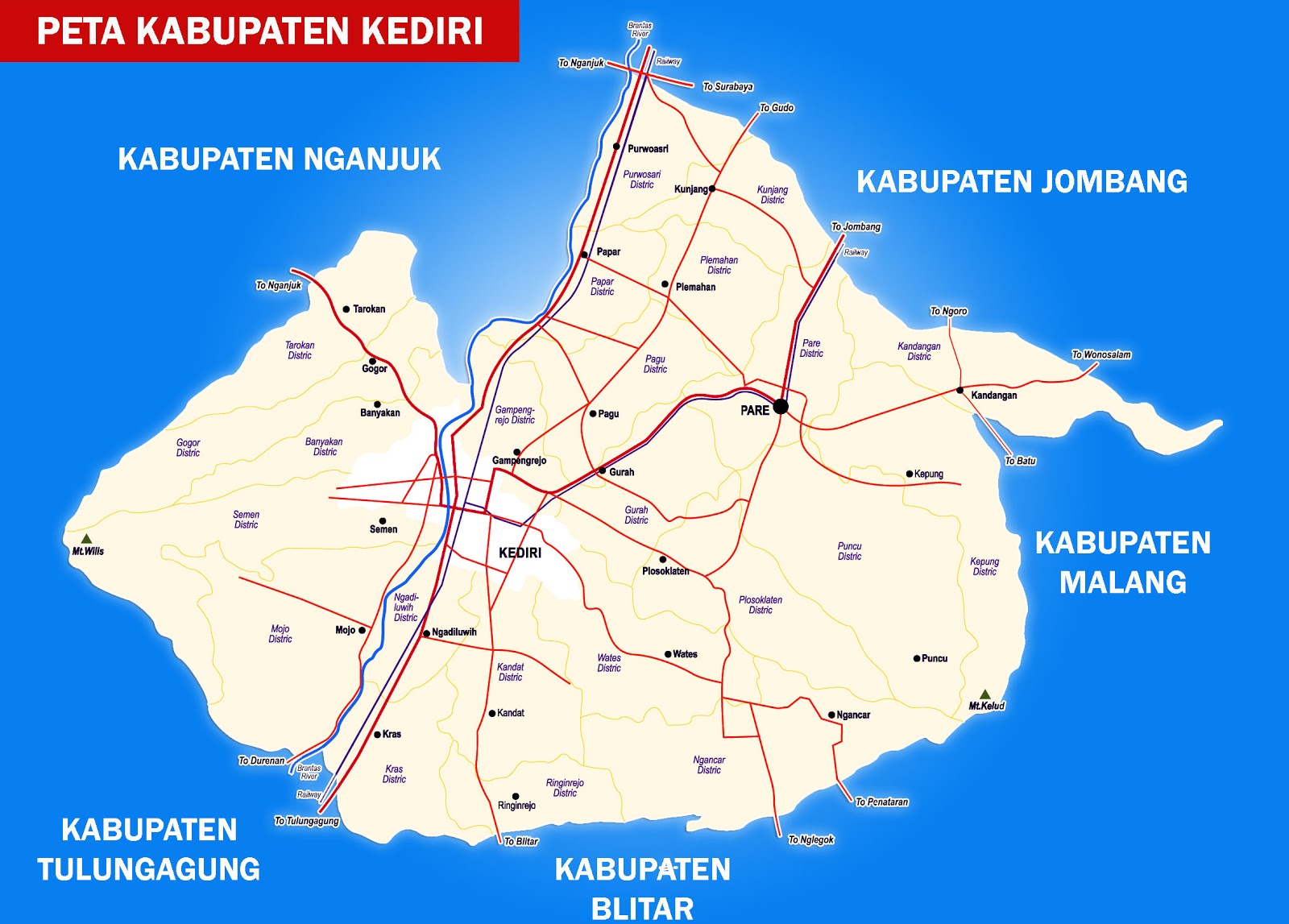Peta Kabupaten Kediri Lengkap