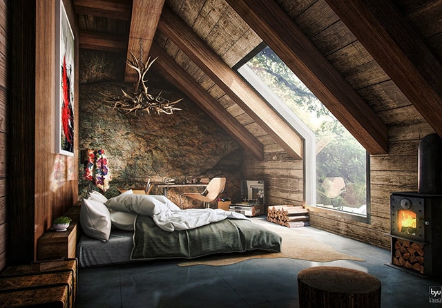 desain kamar tidur rumah kayu