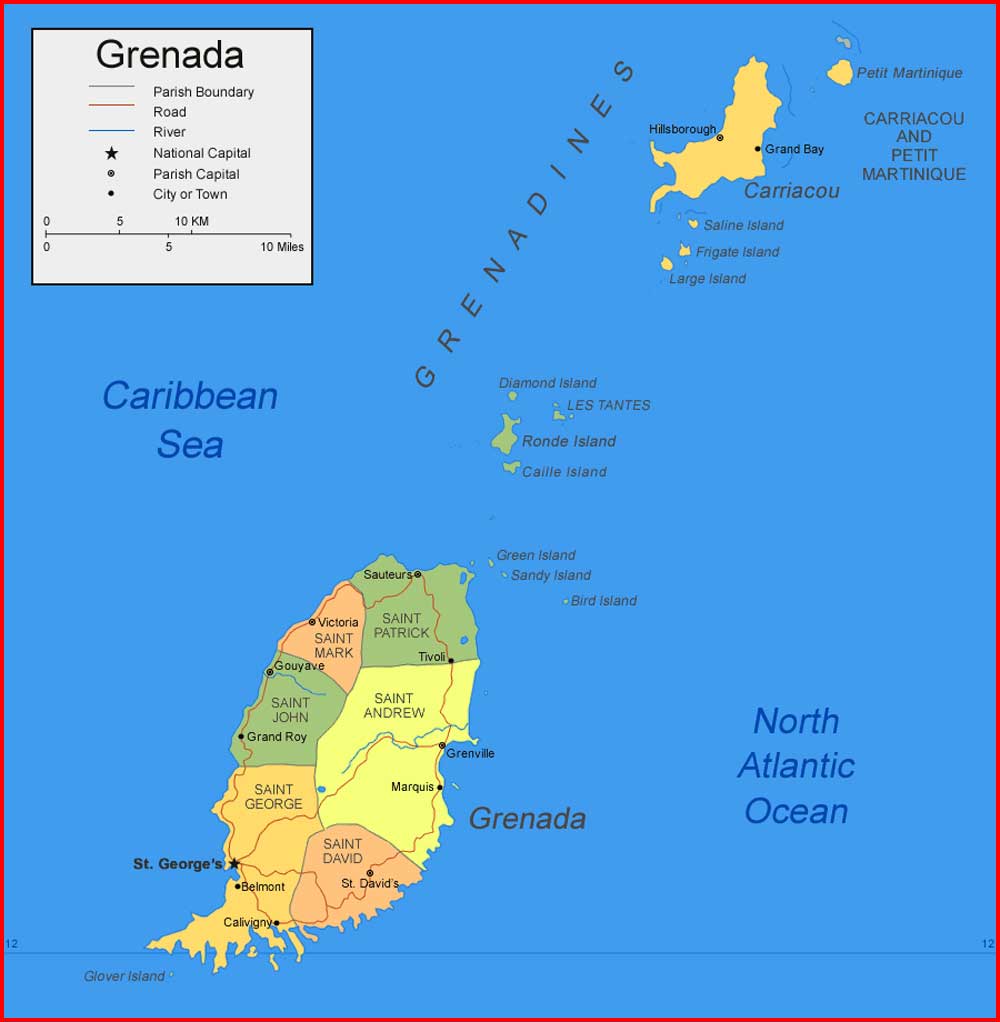 Peta wilayah Grenada