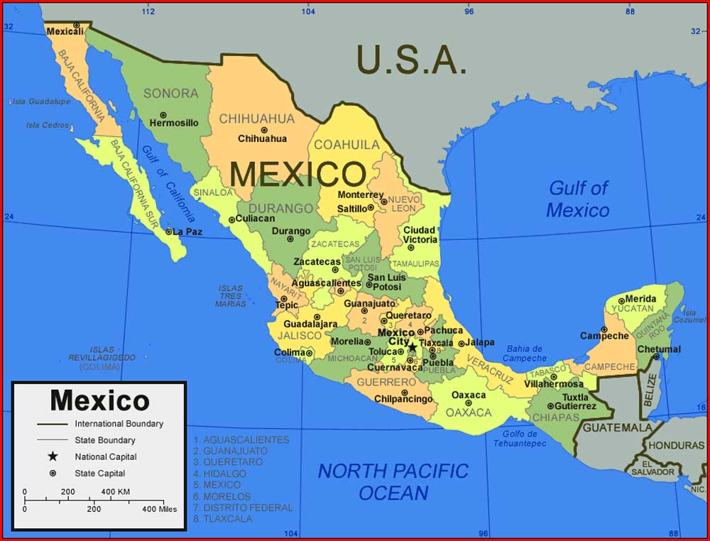 Peta Negara Bagian Meksiko