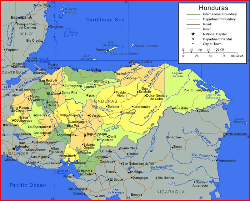 Peta wilayah Honduras