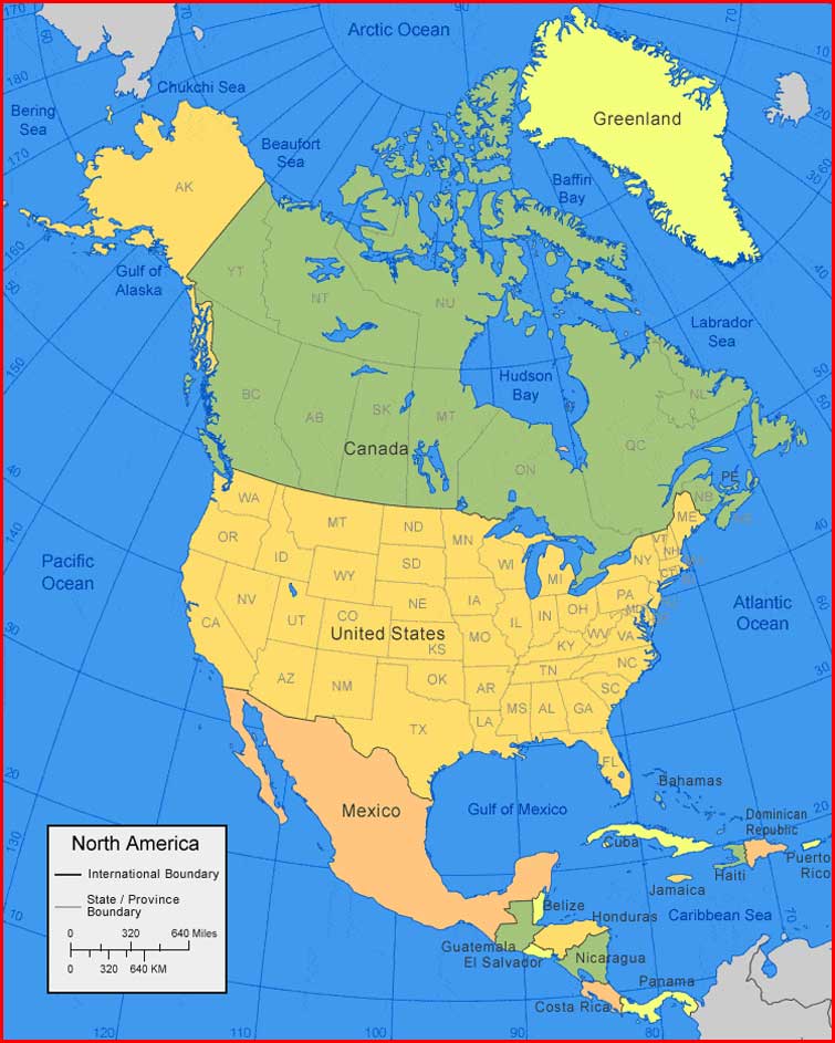 Peta wilayah Amerika Utara