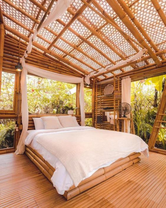 desain rumah bilik bambu modern