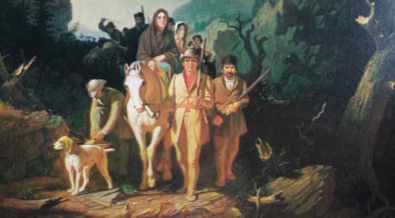 Daniel Boone memimpin serombongan pemukim menembus Celah Cumberland