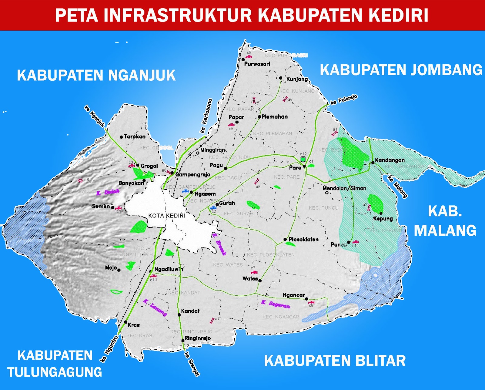 Peta infrastruktur Kabupaten Kediri