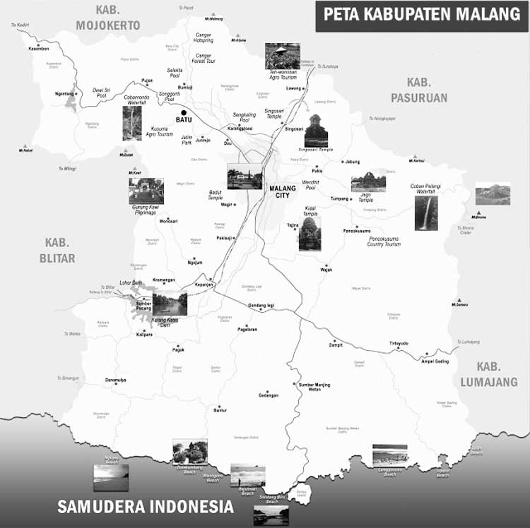 Peta Kabupaten Malang Hitam Putih