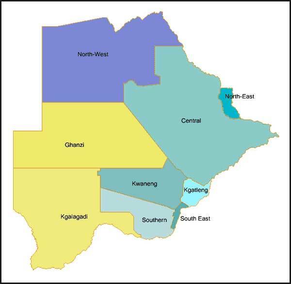 Peta distrik di Botswana