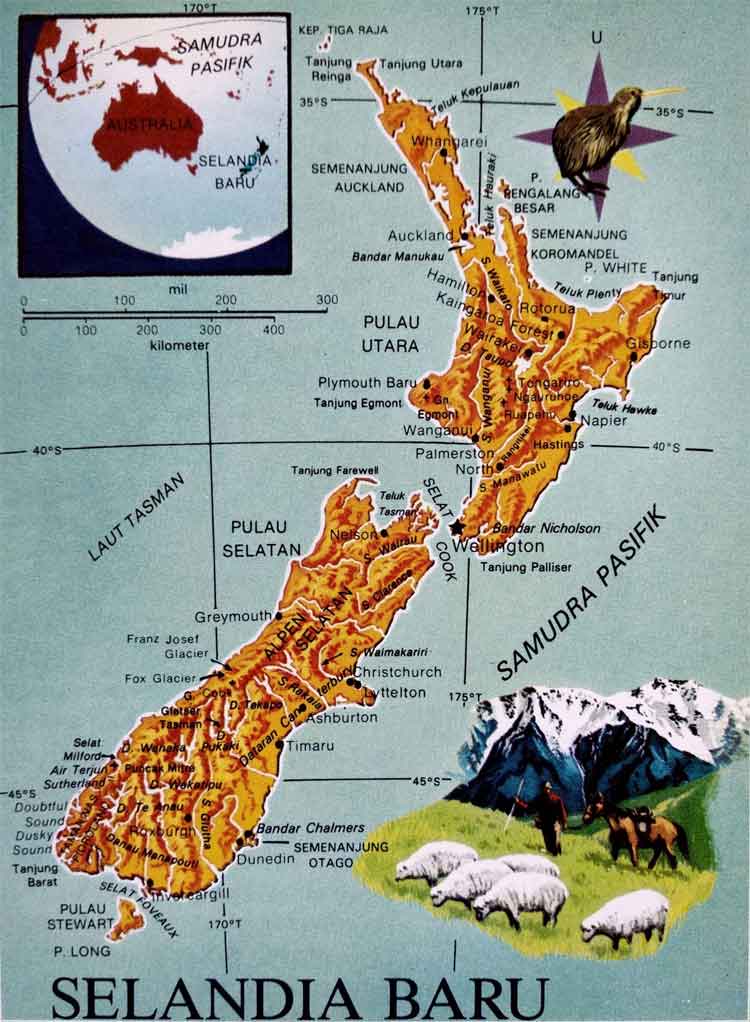 Peta wilayah Selandia Baru