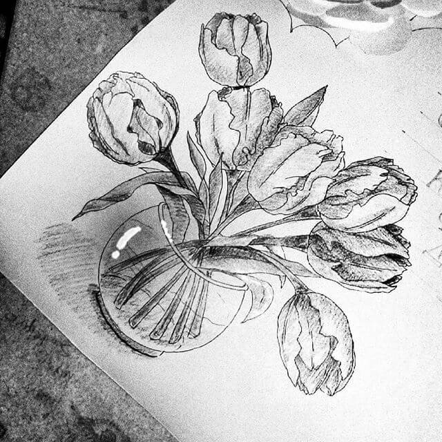 gambar sketsa bunga 