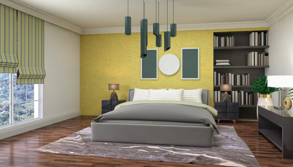 kamar tidur dengan warna lemon