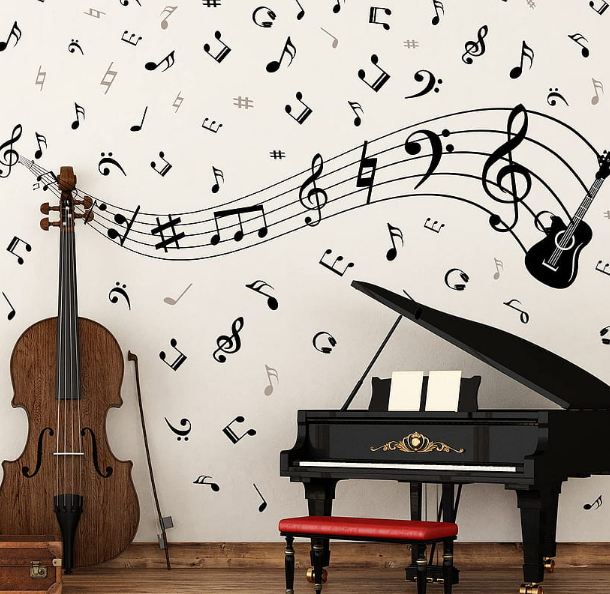 mural dinding simple tema musik