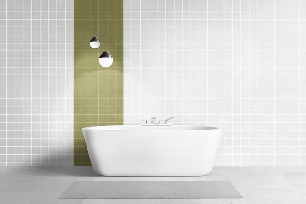 Gunakan keramik untuk desain kamar mandi bathtub minimalis. 