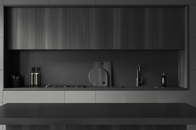 Kitchen set hitam minimalis.