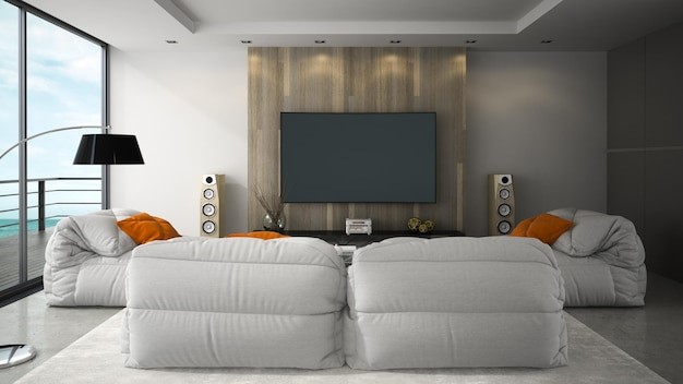 Ruang tv sederhana tanpa sofa gunakan kasur. 