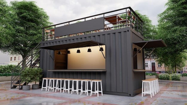Ilustrasi cafe container.