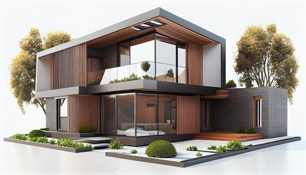 Desain rumah pojok trapesium minimalis. 