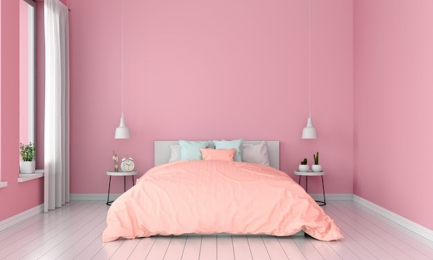Warna cat kamar abu-abu pink pastel. 