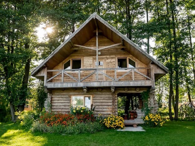 Desain cottage minimalis gaya klasik modern. 