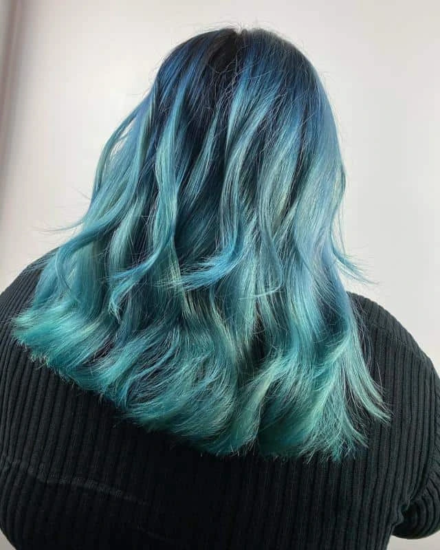 Aqua Blue Black Hair