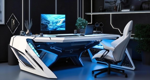 Desain meja kerja futuristik. 