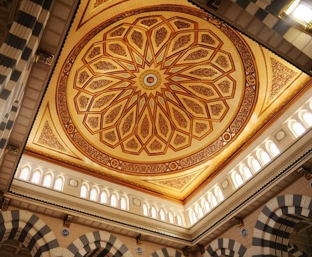 Bagian dalam dari kubah masjid.