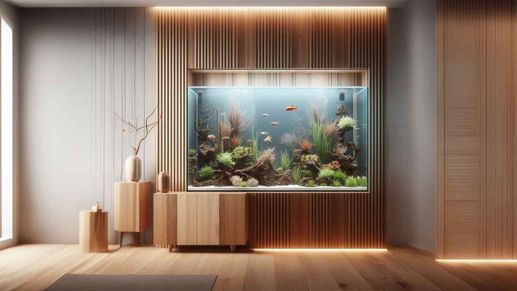 desain akuarium kaca aksesn kayu
