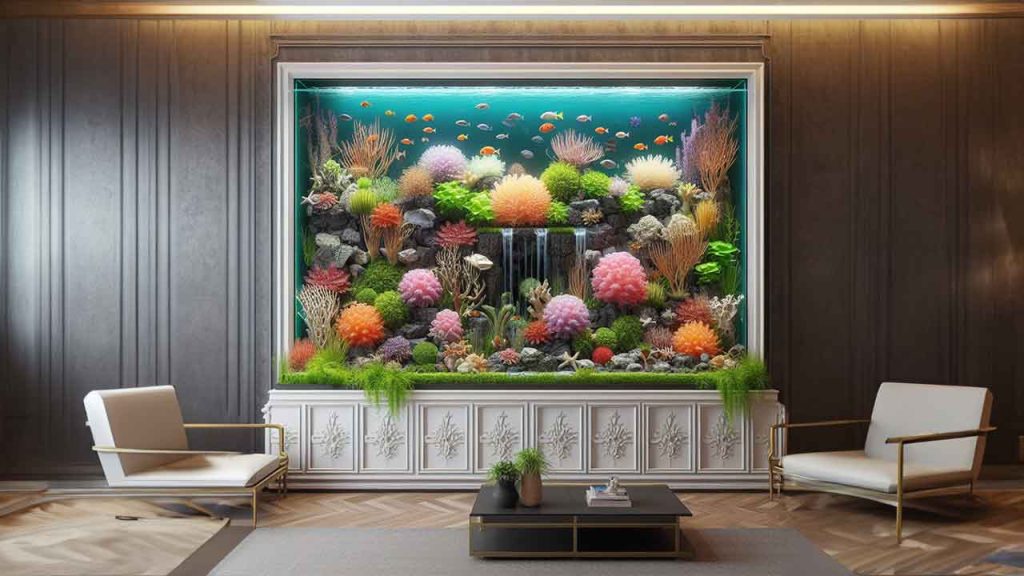 aquarium dinding desain klasik