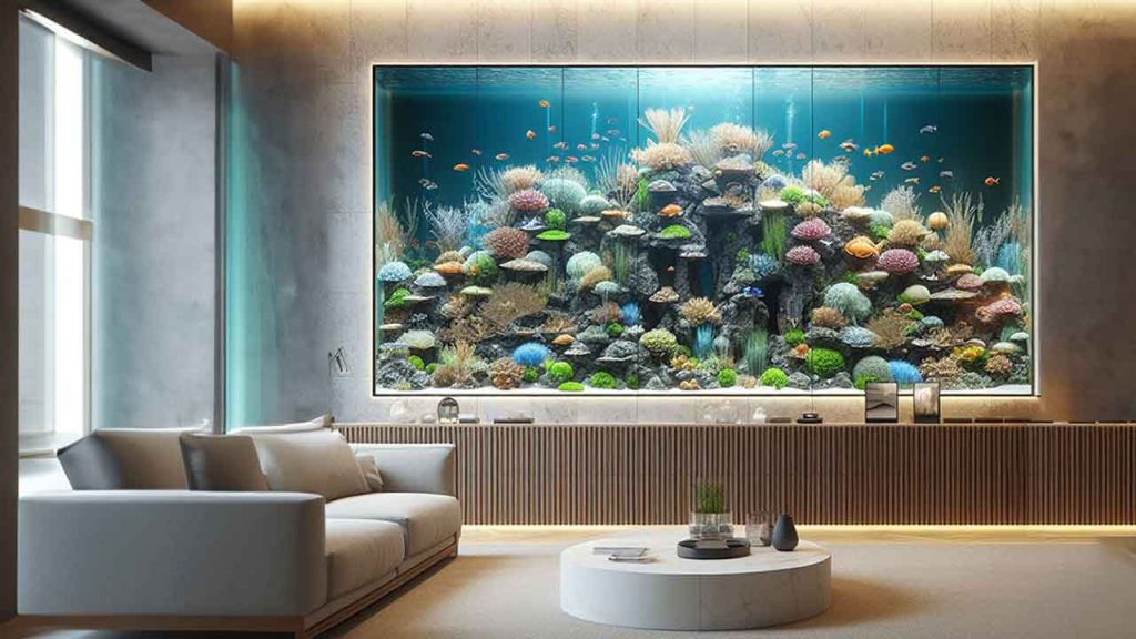 desain akuarium kaca besar