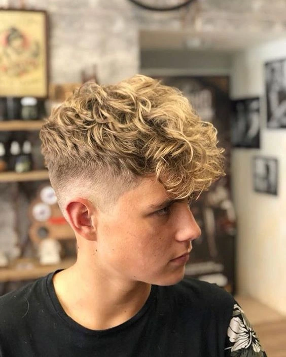 Tapered Curly Pompadour